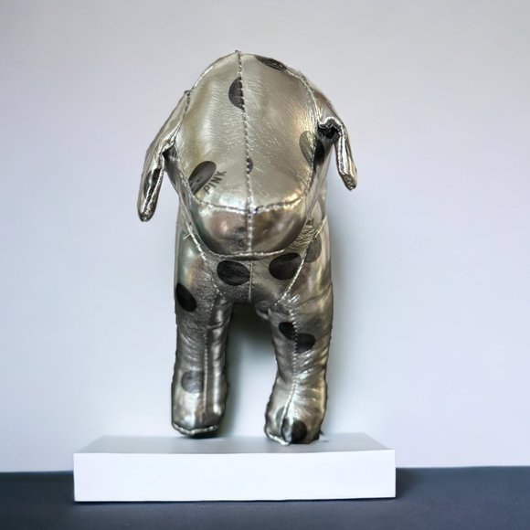 PINK Victoria Secret Metallic Silver & Black Polka Dot Stuffed Dog - Picture 4 of 5